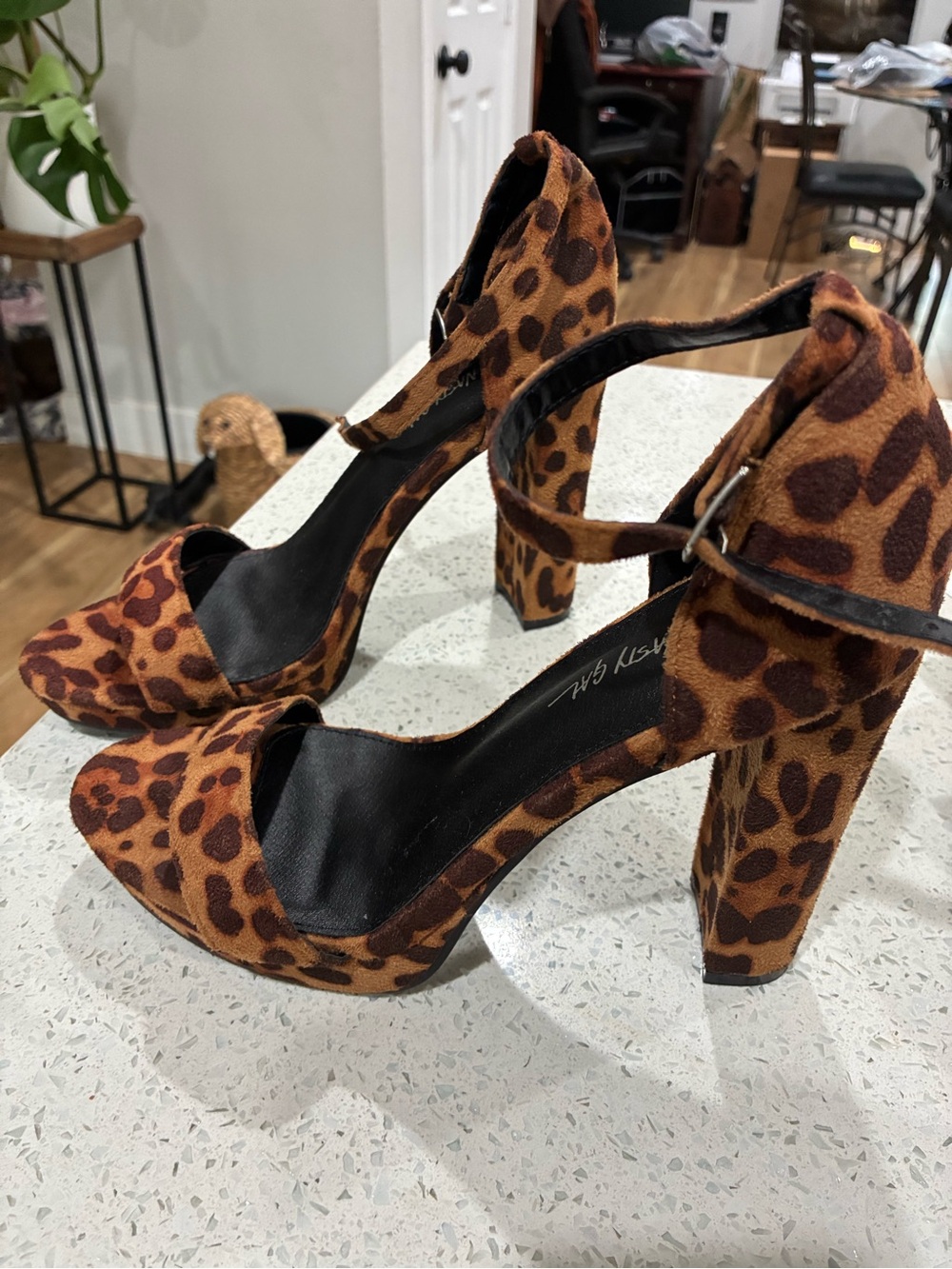 Nasty Gal Leopard Print Block Heel Sandals Size: US Women’s 8 (EU 39)